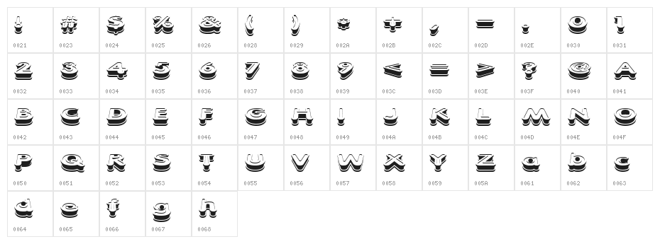 Xtrusion BRK Character Map
