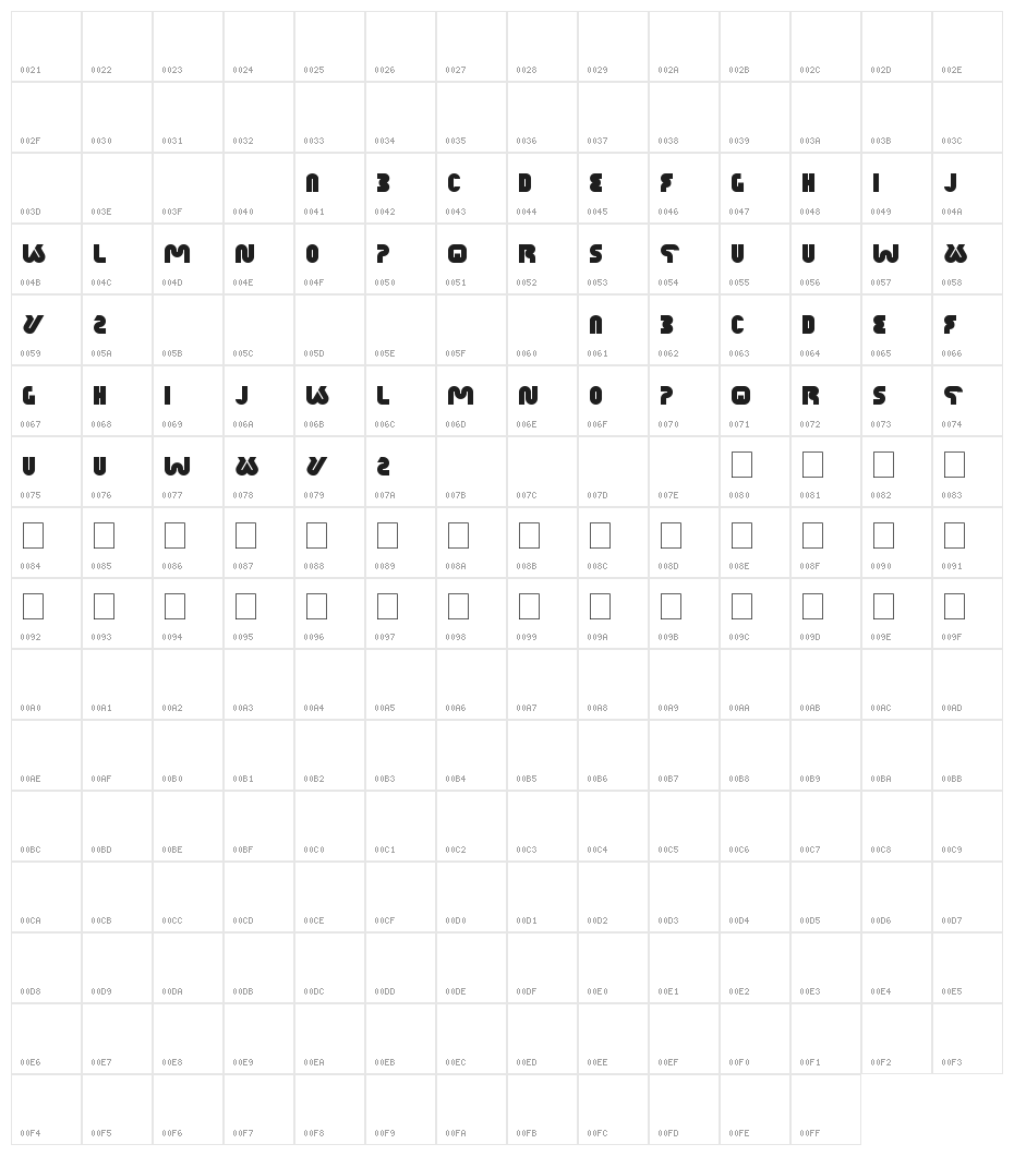 xtreme bike Character Map