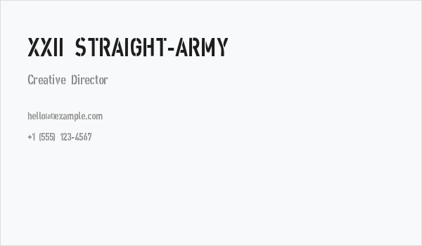 XXII STRAIGHT-ARMY Business Card