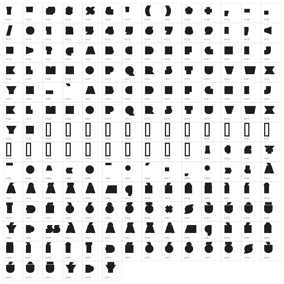XylitolBack-Regular Character Map