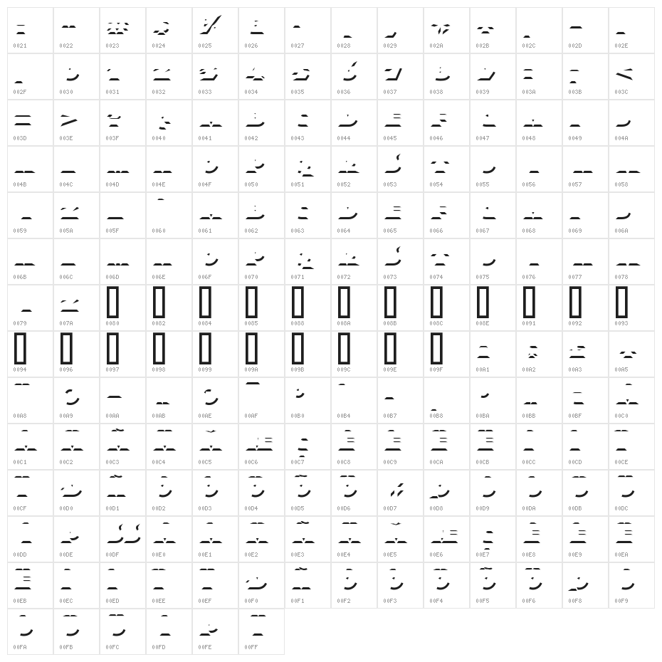 XylitolDown-Regular Character Map