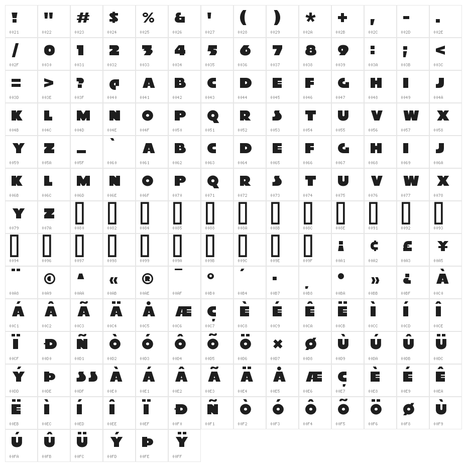 XylitolFront-Regular Character Map