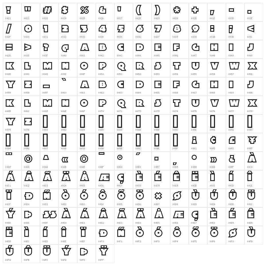 XylitolOutline-Regular Character Map