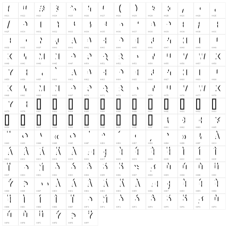 XylitolRight-Regular Character Map