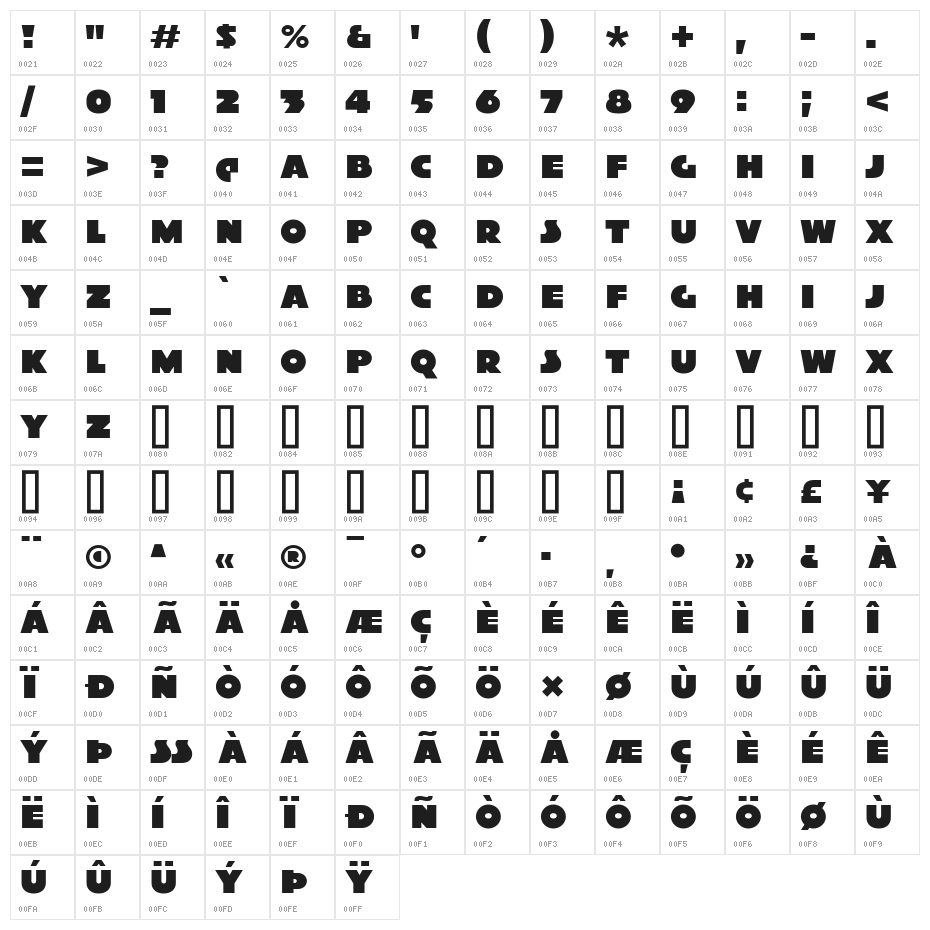 XylitolSolo-Regular Character Map