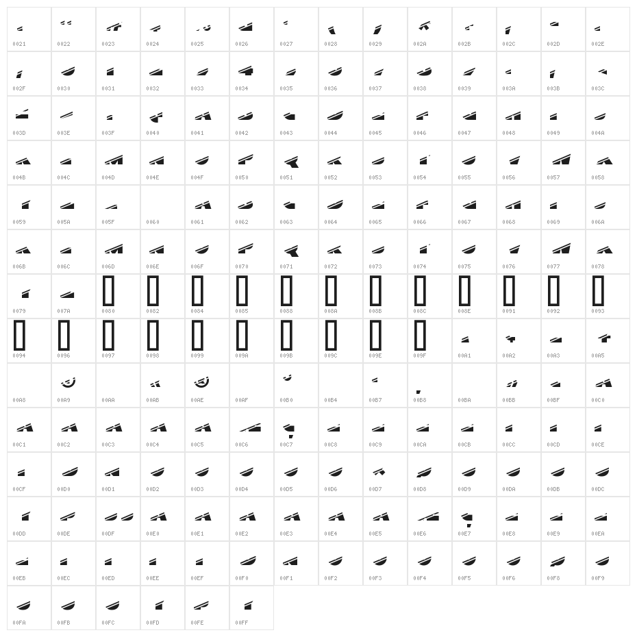 XylitolStripe-Regular Character Map