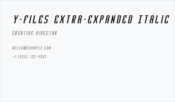 Y-Files Extra-Expanded Italic Business Card