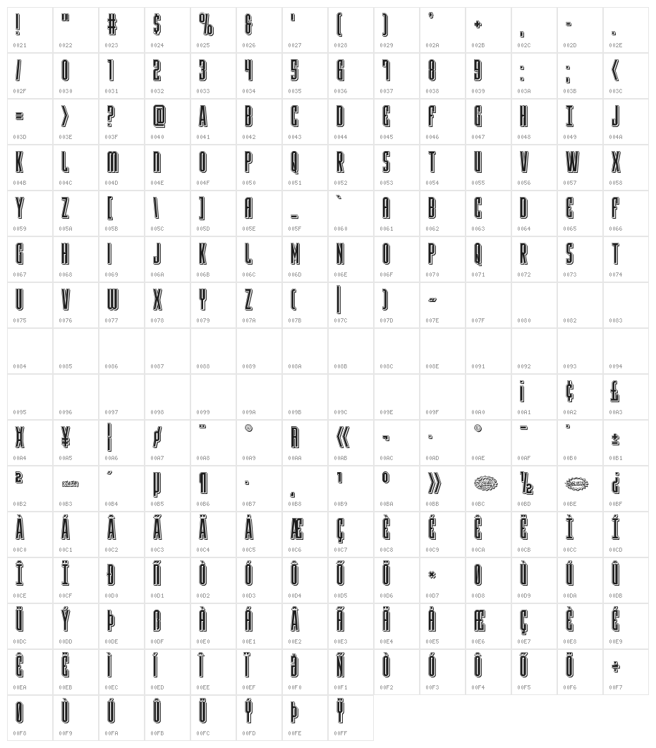 Y-Files Punch Character Map