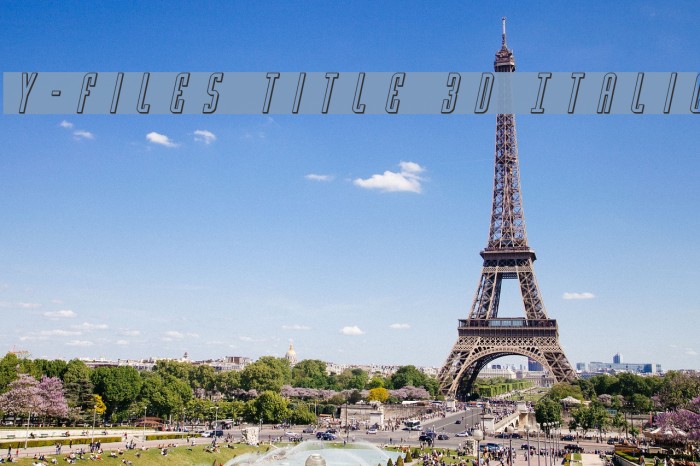 Y-Files Title 3D Italic Font examples