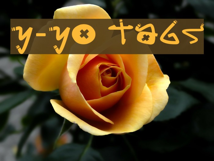 Y-Yo Tags Font examples