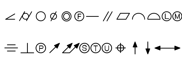 Y14.5M Font LOWERCASE