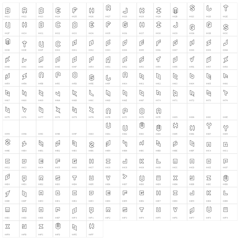 YAY USA Outline Regular Character Map