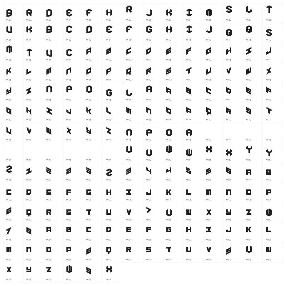 YAY USA Regular Character Map
