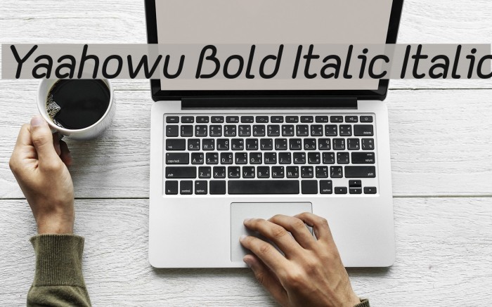 Yaahowu Bold Italic Italic Font examples