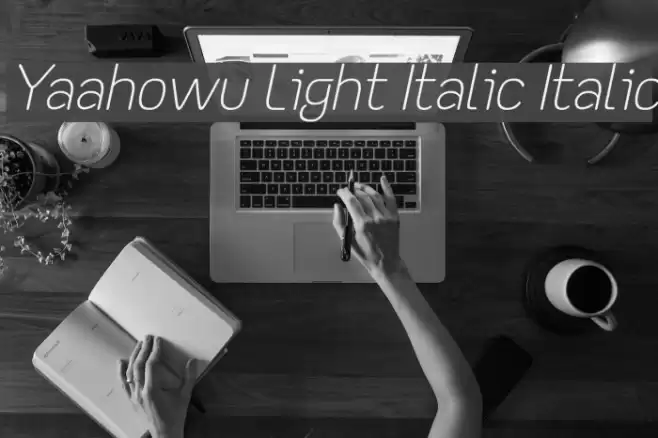 Yaahowu Light Italic Italic Font examples