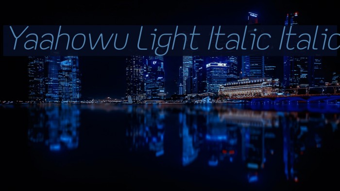 Yaahowu Light Italic Italic Font examples
