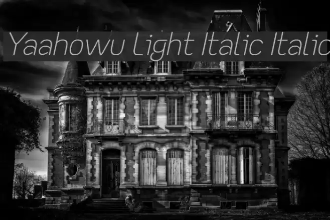 Yaahowu Light Italic Italic Font examples
