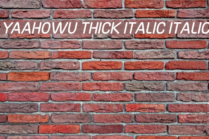 Yaahowu Thick Italic Italic Font examples