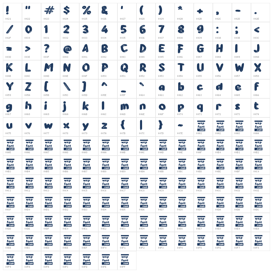 Yabaeky Character Map