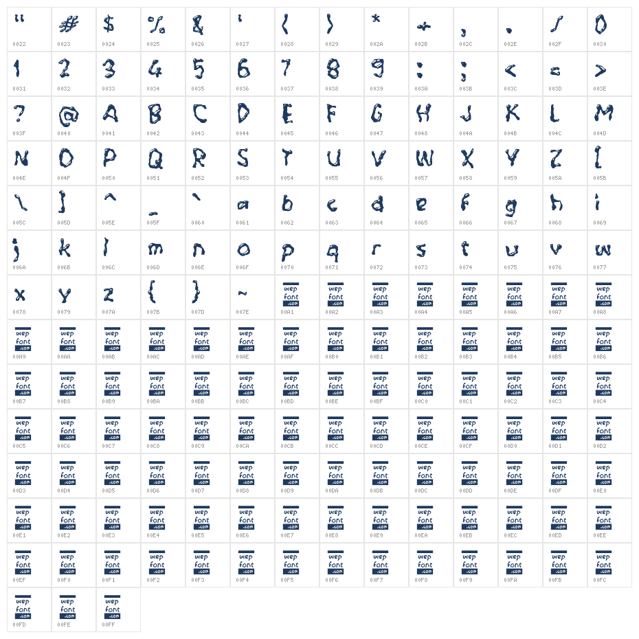 Yabeno Character Map