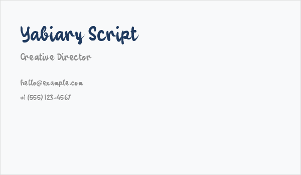 Yabiary Script Business Card