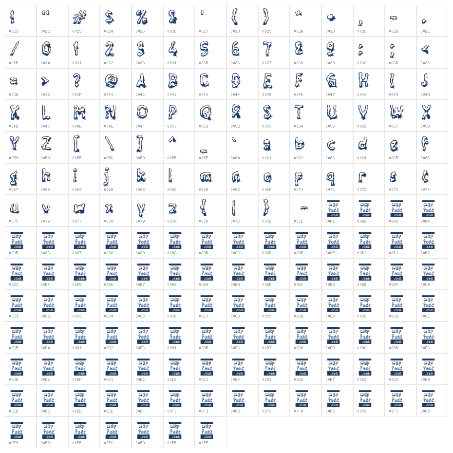 Yabline Character Map