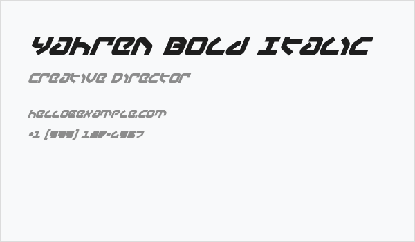 Yahren Bold Italic Business Card