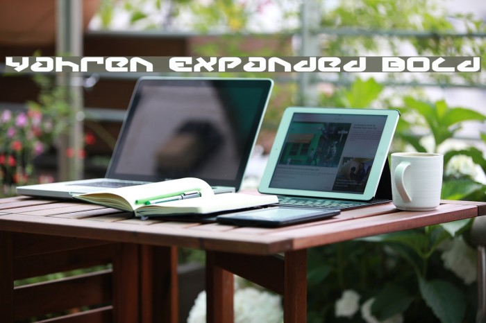 Yahren Expanded Bold Font examples