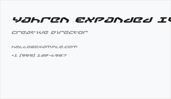 Yahren Expanded Italic Business Card