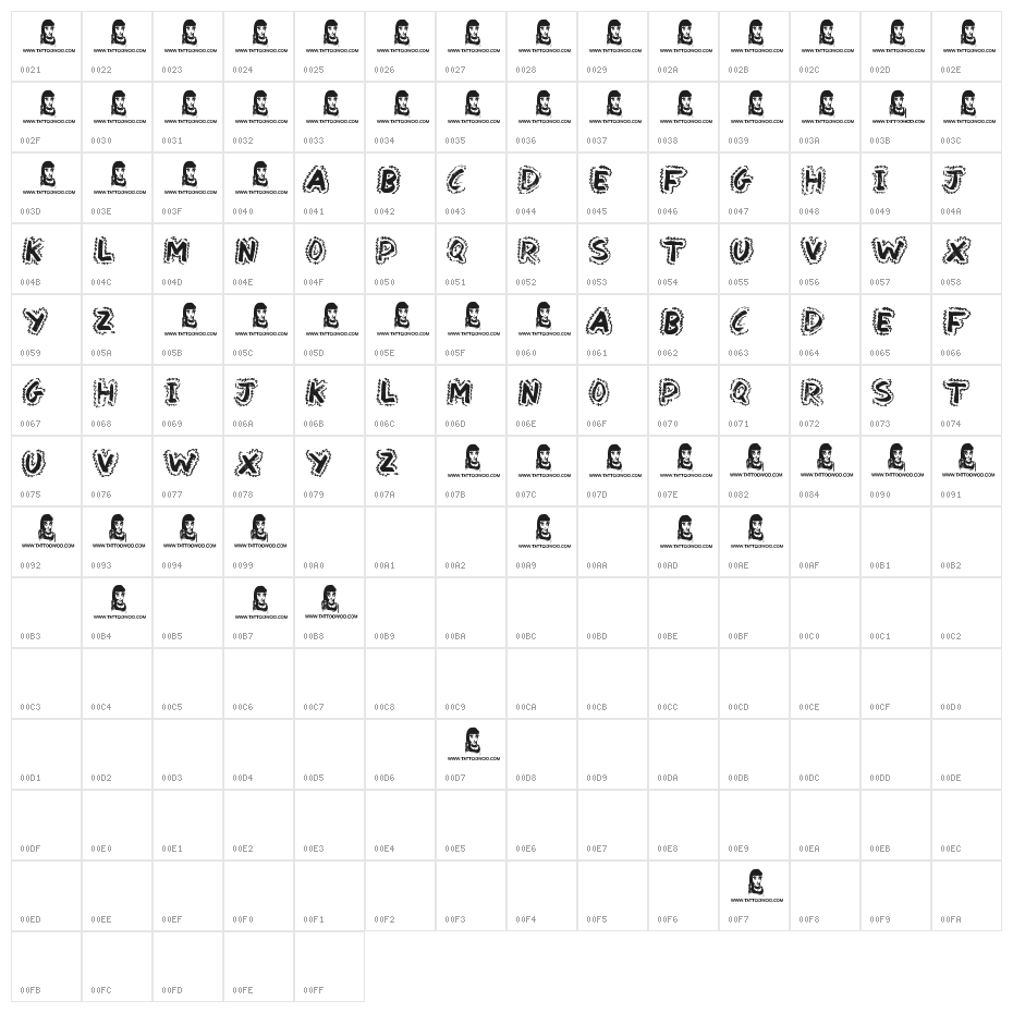 Yak Shamash Character Map