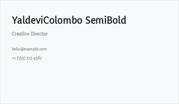 YaldeviColombo SemiBold Business Card