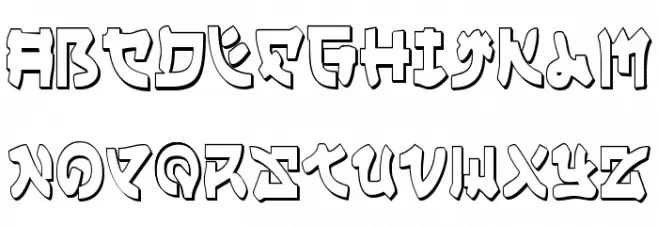 Yama Moto Condensed 3D Caratteri MAIUSCOLE