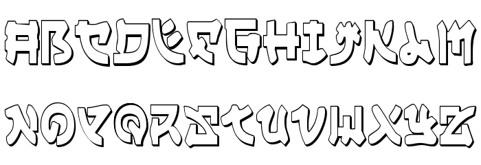 Yama Moto Condensed 3D Schriftart Kleinbuchstaben