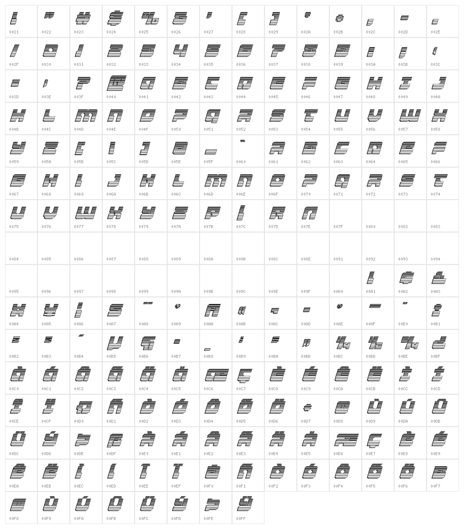 Yamagachi 2050 Chrome Italic Character Map