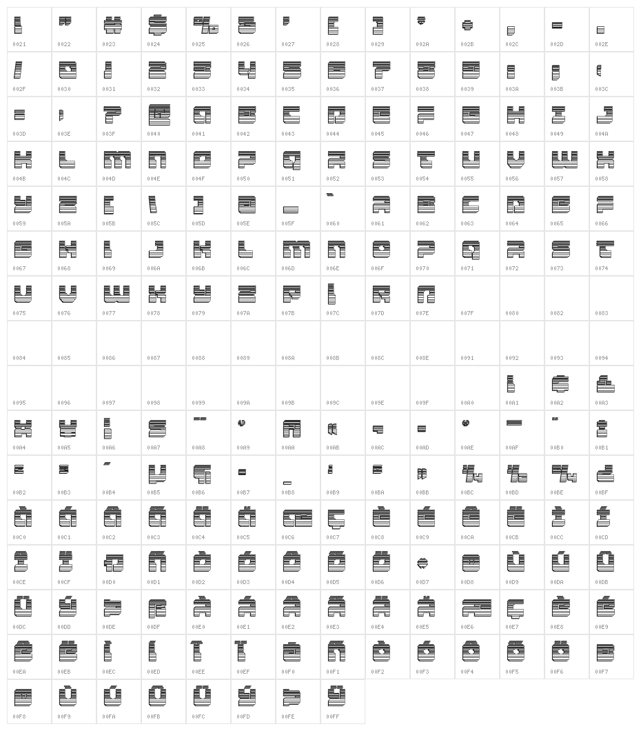 Yamagachi 2050 Chrome Character Map