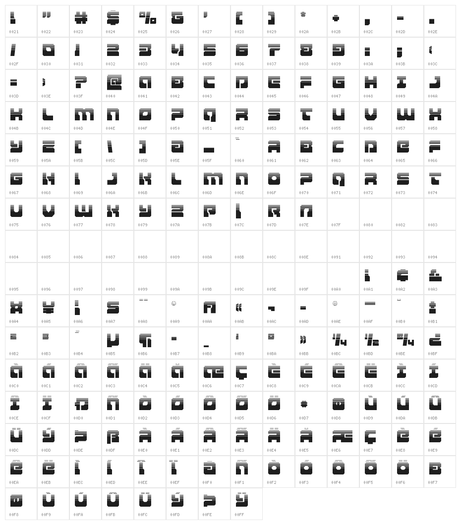 Yamagachi 2050 Halftone Character Map
