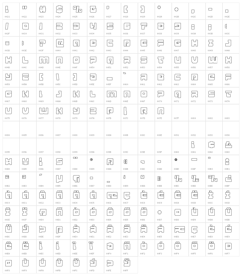 Yamagachi 2050 Outline Character Map