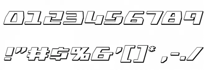 Yamato Class 3D Italic Шрифта ДРУГИЕ символов