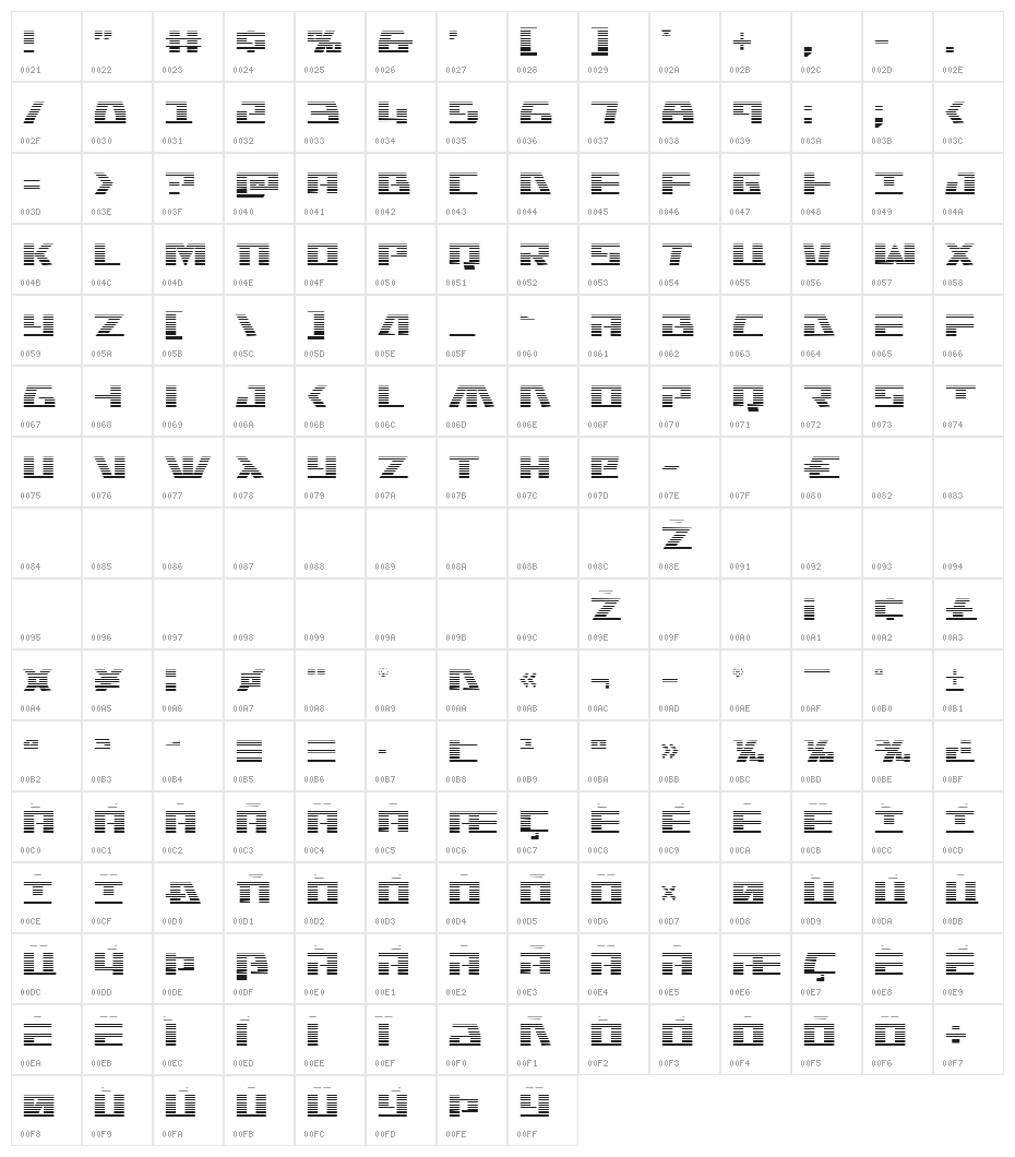 Yamato Class Gradient Character Map