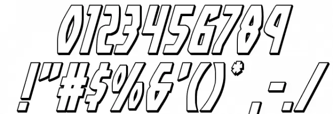 Yankee Clipper 3D Italic Font OTHER CHARS