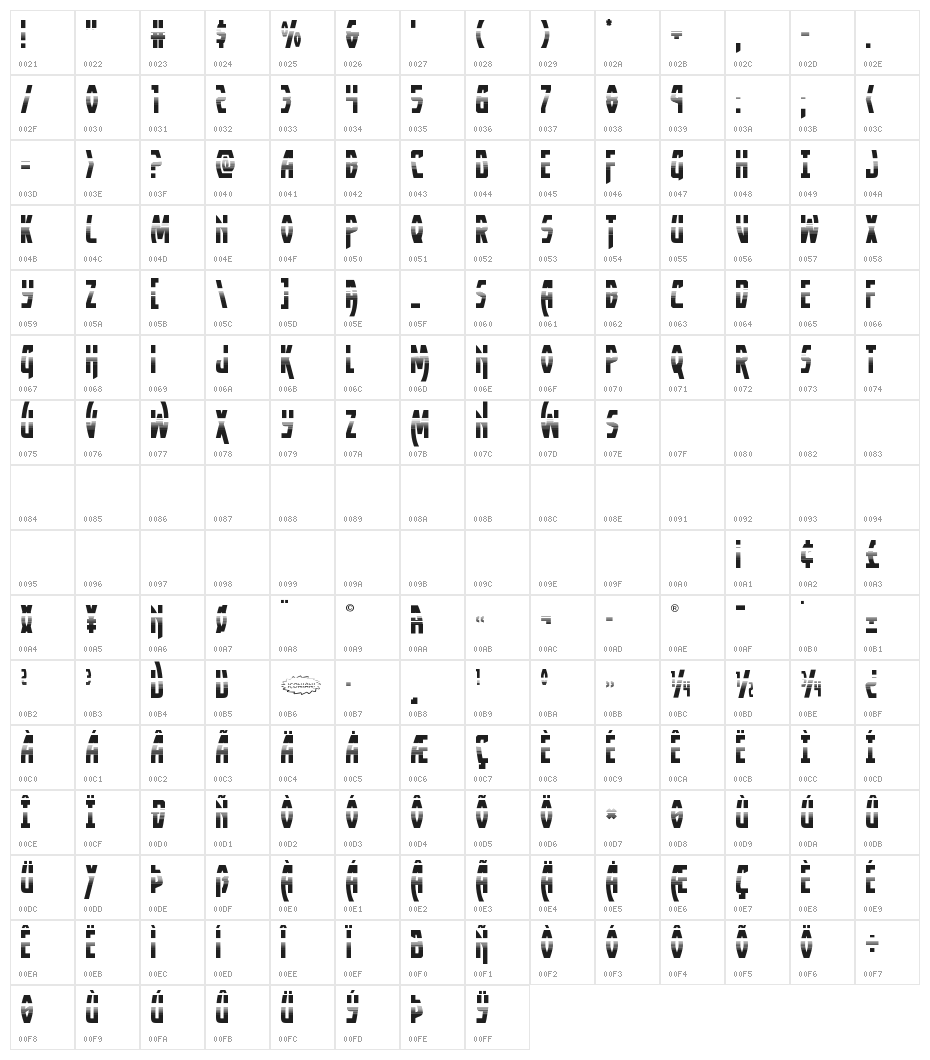 Yankee Clipper Halftone Character Map