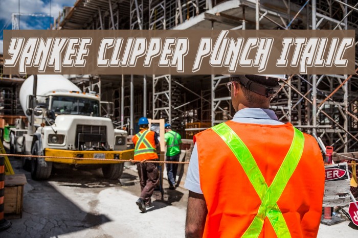 Yankee Clipper Punch Italic Font examples