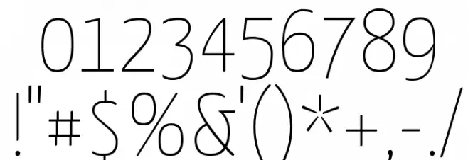 Yanone Kaffeesatz ExtraLight Font OTHER CHARS