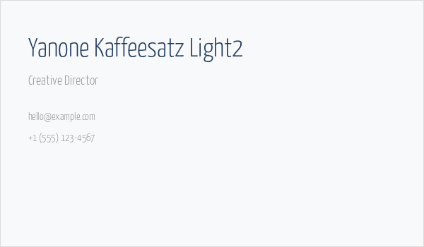 Yanone Kaffeesatz Light2 Business Card