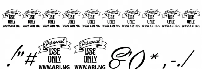 Yaquote Script Personal Use Font OTHER CHARS