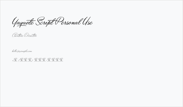 Yaquote Script Personal Use Business Card
