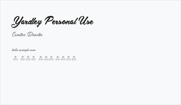 Yardley Personal Use Business Card