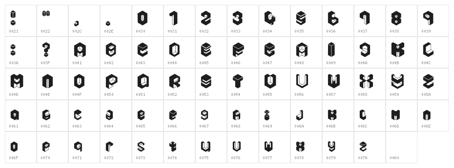Yashi Regular Character Map