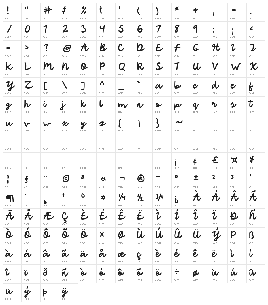 Yay Babe Regular Character Map