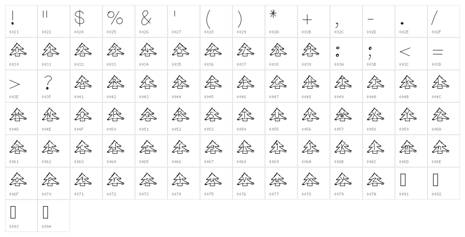 YBChristmasAlphabet Character Map